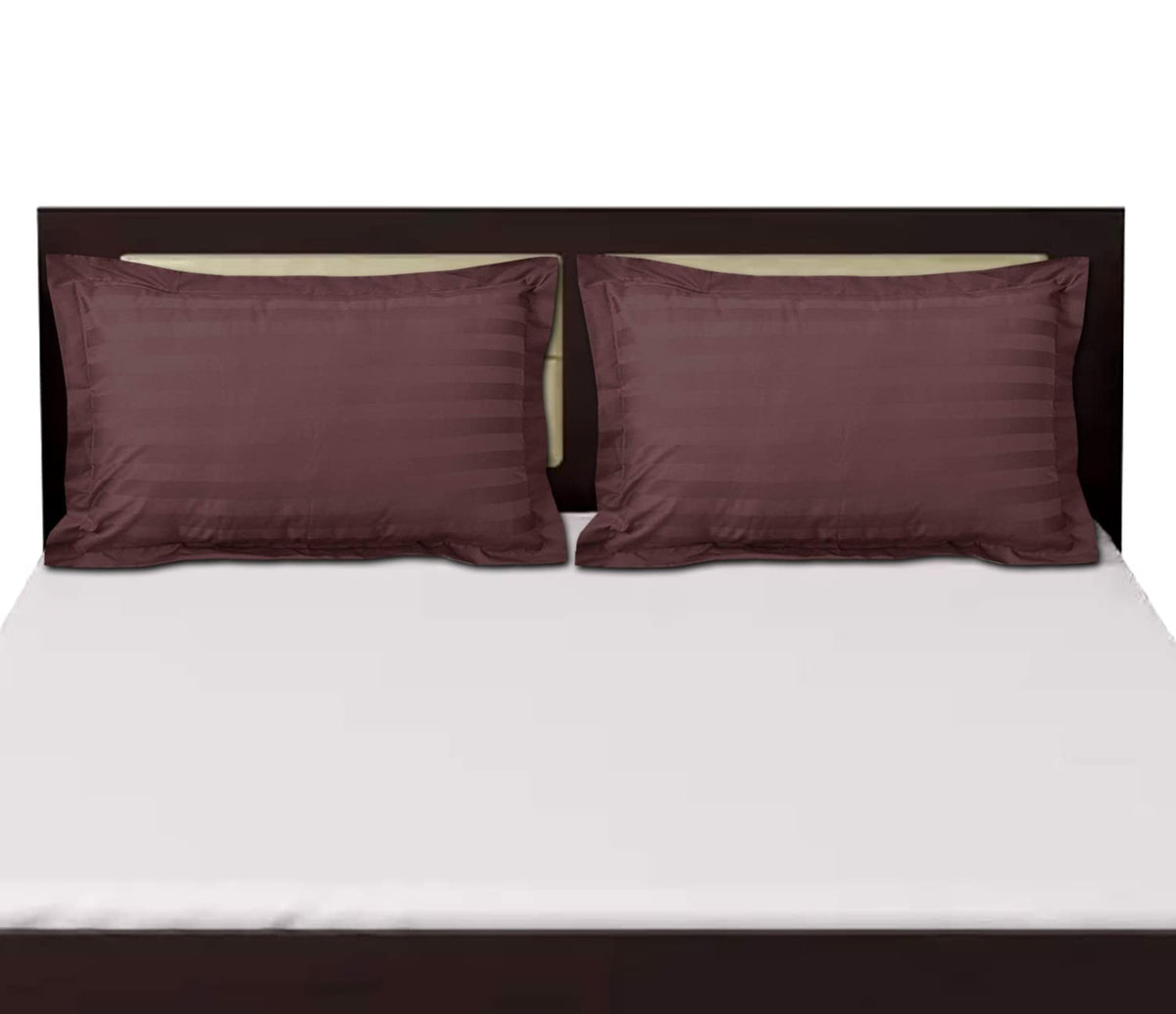 Kuber Industries Lining Design Breathable & Soft Cotton Pillow Cover/Protector/Case, Set of 2 (Brown)-HS43KUBMART26749, Standard