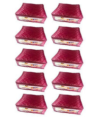 Kuber Industries 10 Piece Rexine Wardrobe Organiser, Maroon (KI3654),Standard