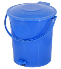 Kuber Industries Plastic Pedal Dustbin/Wastebin With Handle, 10 Liter- Pack of 2 (Black & Blue)-47KM0955