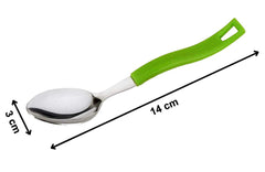 Heart Home 12 Piece Stainless Steel Tea Spoon Sparkle Table Spoon Set (Green)-KUBMART15643