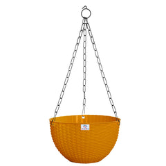 Heat Home Plastic Hanging Flower Pot for Balcony & Railing Set (Yellow, Set of 6)