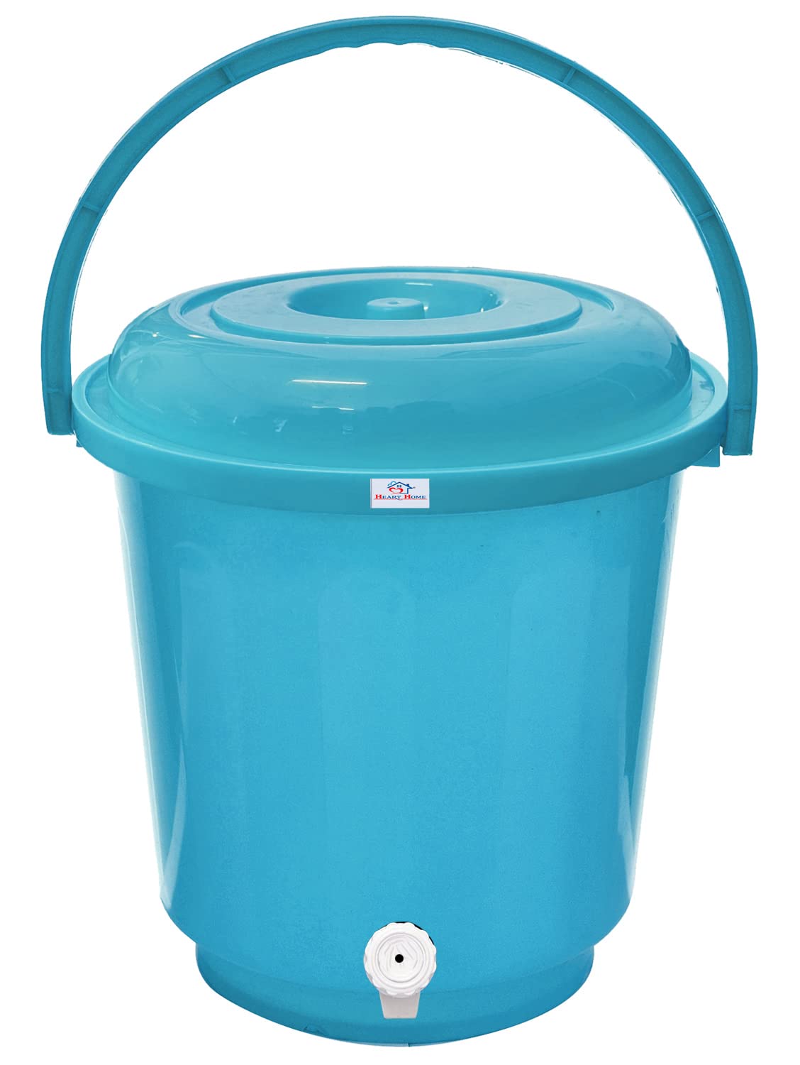Heart Home Multipurposes Plastic Bucket With Lid & Tap System For Home Cleaning & Save Water, 18Ltr. (Blue) 52HH3899
