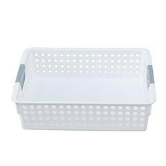 Kuber Industries Large Hollow Storage Basket|Kitchen & Home Organizer For Wardrobe|Tray For Toys, Fruits, Books (White)
