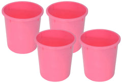 Heart Home Plastic Open Dustbin, Garbage Bin For Home, Kitchen, Office, 5Ltr.- Pack of 4 (Pink)-47HH01051