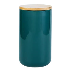 Heart Home Ceramic Jar | Food Storage Jar | Kitchen Storage Jar | Round Jar for Home | Sugar Storage Jar | Airtight Bamboo Lid | YX07-L-GN | 1000 ML | Green