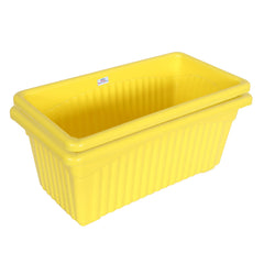 Heart Home Rectangular Jupiter Plastic Window Pot|Flower Planter for Home & Balcony,Garden 14 Inches Pack of 2 (Yellow)