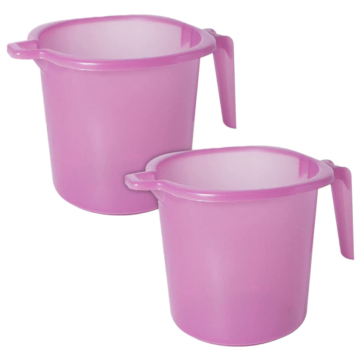 Heart Home Tranasparent Small Multiuses Lightweight, Unbreakable Strong Plastic Bathroom Mug, 1 Litre- Pack of 2 (Pink)-50HH0808