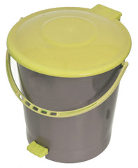 Kuber Industries Plastic Pedal Dustbin/Wastebin With Handle, 10 Liter- Pack of 2 (Grey & Green)-47KM0967