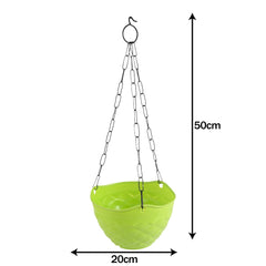 Kuber Industries Diamond Flower Pot|Durable Plastic Hanging Basket Flower Planter with Chain for Home|Garden|Balcony|Pack of 5 (Green)