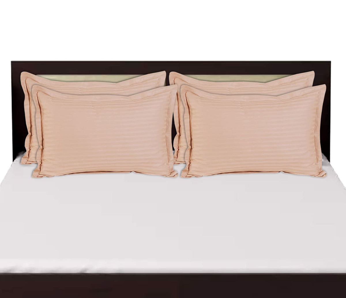 Kuber Industries Lining Design Breathable & Soft Cotton Pillow Cover/Protector/Case- 18x28 Inch, Set of 4 (Peach)-HS43KUBMART26769, Standard