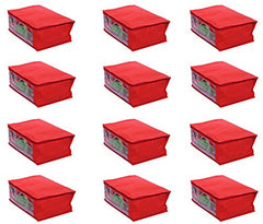 Kuber Industries 12 Piece Non Woven Saree Cover, Red