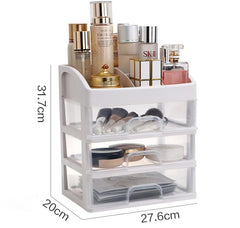 Kuber Industries 3 Layer Cabinet Drawer Box|Desktop Storage Box|Multi Drawer Storage Organizer| White