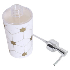 Kuber Industries Liquid Soap Dispenser|Star Print Plastic Empty Bathroom Sanitizer|Lotion|Shampoo Dispenser Bottle,300 ML (White)