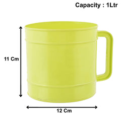 Heart Home Light Weight, Durable Plastic Bathing Mug for Bathroom Bath Accessory, 1 Ltr., Pack of 4 (Pink & Green & Blue & Cream)