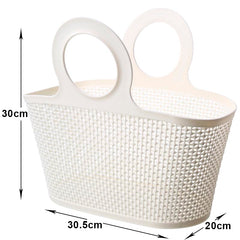 Kuber Industries High-Capicity Shopping Basket with Handle (White)