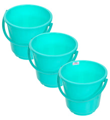 Heart Home Bucket|Plastic Bucket for Bathroom|Bucket for Bathing|Unbreakable Bucket with Handle|16 Liter|Pack of 3 (Green)