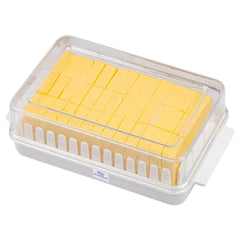 Heart Home Butter Box|Plastic Butter Keeper for Refrigerator|Butter Storage Box with Cutting Guide|Butter Dish with Lid for Countertop (White)