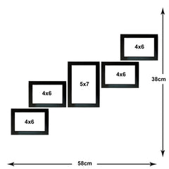 Kuber Industries Collage Photo Frame For Living Room, Wall Set of 5 (Black) Size: 4x6-4 Pc., 5x7-1 Pc.