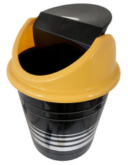 Kuber Industries Plastic Dustbin/Wastebin With Swing Lid, 10 Liter (Black & Yellow)-47KM0883