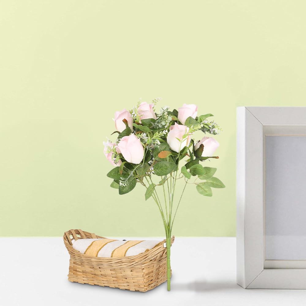 Kuber Industries Artificial Flowers for Home Décor|Natural Looking Indoor Fake Flowers for Vase|Artificial Flowers for Decoration|Without Basket (Pink)