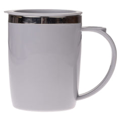 Kuber Industries Insulated Coffee Mug|Stainless Steel Double Wall Tea|Tumbler Cup|Milk Mug with Sliding Lid for Kids & Adults|400 ML (Grey)