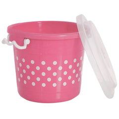 Kuber Industries Dot Printed Multiuses Plastic Kitchen & Pantry Storage Container with Lock Handle & Lid, 11 Liter (Pink)-47KM01121