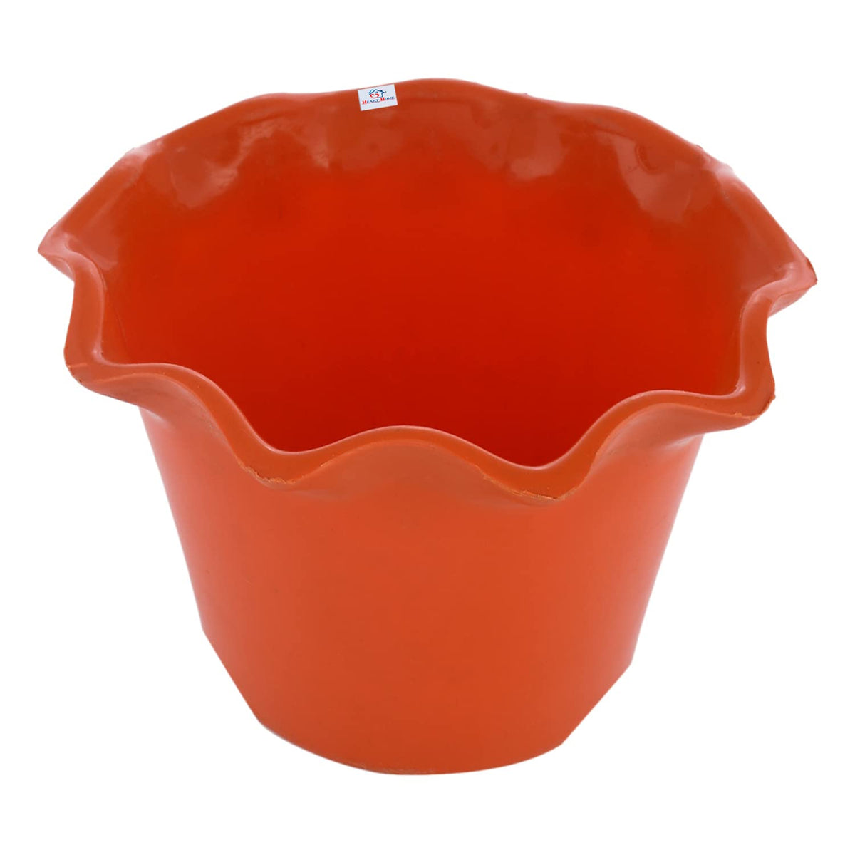 Heart Home Blossom Flower Pot|Durable Plastic Flower Pot|Gamla with Drain Holes for Home Décor|Balcony|Garden|8 Inch (Orange)