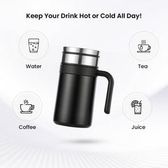 Homestic Stainless Steel Vacuum Insulated Travel Mug with Lid 420 ML (Black)