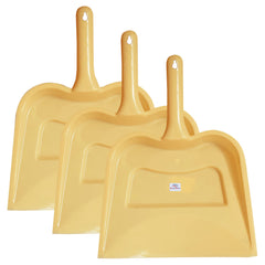 Heart Home Plastic Lightweight 12" Dustpan With Comfort Grip Handle for Easy Sweep Broom, Pack of 3 (Cream)