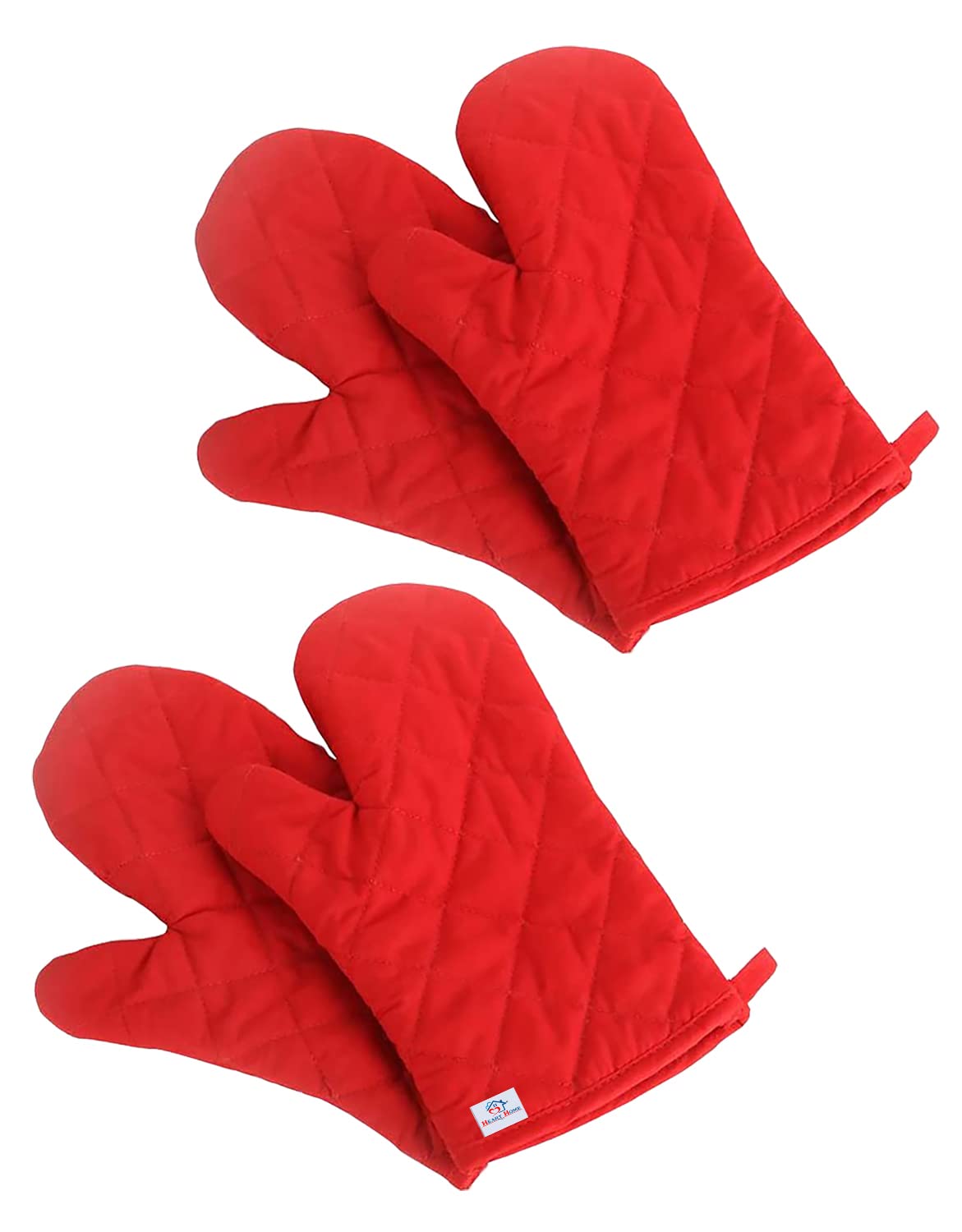 Heart Home Cotton Microwave Oven Gloves, Set of 4 (Red)-HS43HEARTH26087