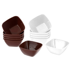 Kuber Industries Bowls|Plastic Serving Square Bowls|Katori for Kitchen|Microwave Safe Bowls for Rice|Soup|Pasta|250 ML|Pack of 12 (Multicolor)