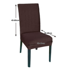 Heart Home Leaf Printed Polyester Stretchable Elastic Dining Chair Cover/Seat Slipcover/Seat Protector- Pack of 6 (Brown)-50HH01006