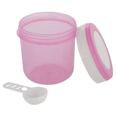 Kuber Industries Containers Set for Kitchen|BPA-Free Plastic 350 ML Storage Containers Set with Spoon for Kitchen|Pack of 6 (Pink)