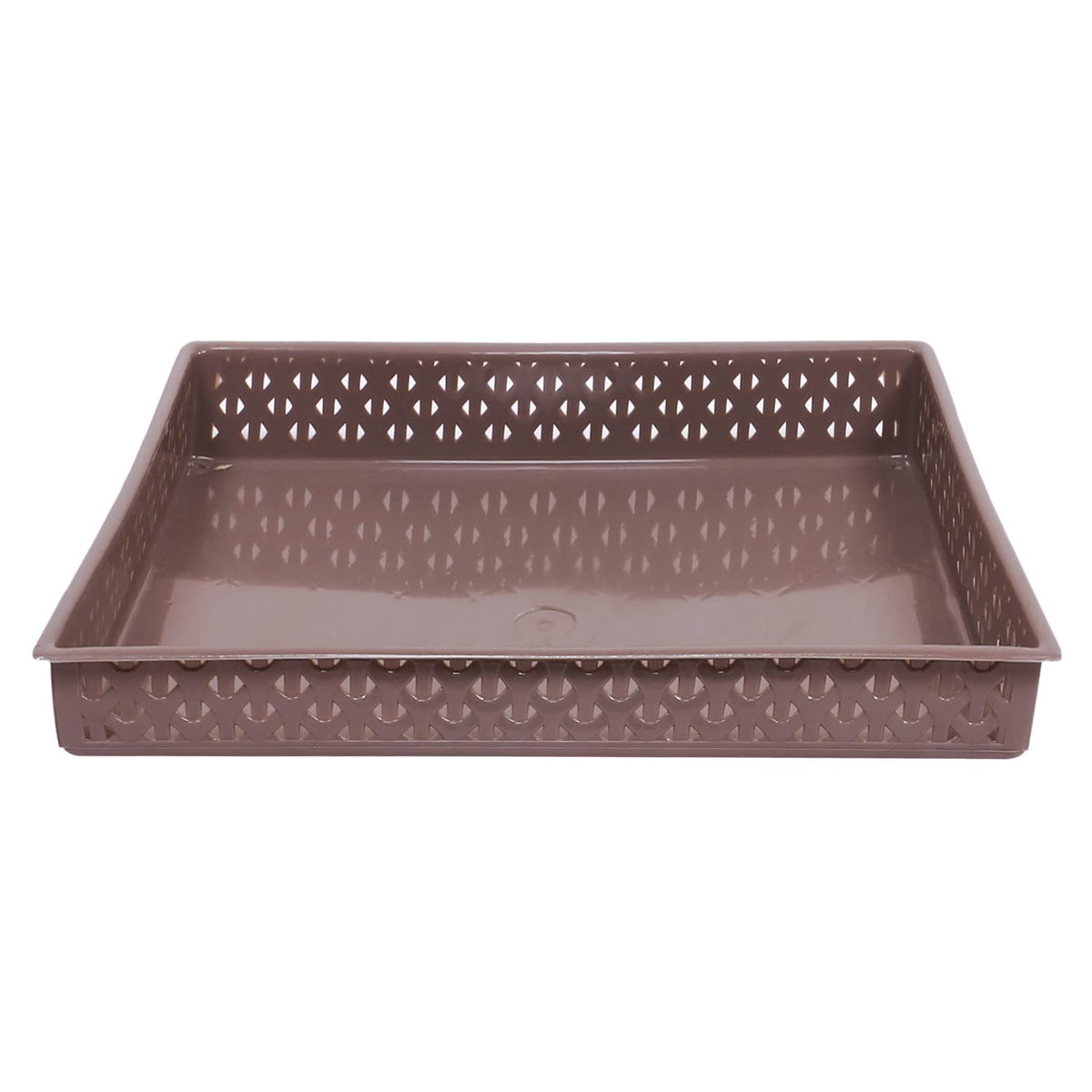 Kuber Industries Storage Tray|Versatile Plastic Storage Organizer|Rectangular Tray for Kitchen Storage|Storage Tray for Office|ALEXA-15 (Coffee)