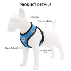 Kuber Industries Small Dog/Cat Chest Harness with Nylon Leash I No Pull, Soft Padded and Breathable Pet Vest I Adjustable, Reflective I Easy Control Pet Chest Belt I (XX-Small,Blue)