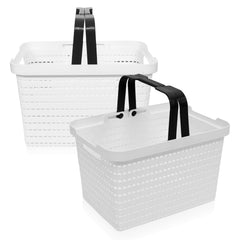 Heart Home Basket | Plastic Storage Basket for Fruits | Storage Basket for Picnic | Storage Basket for Kitchen | Stationery Storage Basket | FLORA-333 | Pack of 2 | White