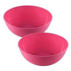 Kuber Industries Bowls|Plastic Dishwasher Safe Bowl|Serving Bowls|Bowls for Kitchen|Microwave Safe Bowls for Salad|Soup|Pasta|2000 ML|Pack of 2 (Pink)