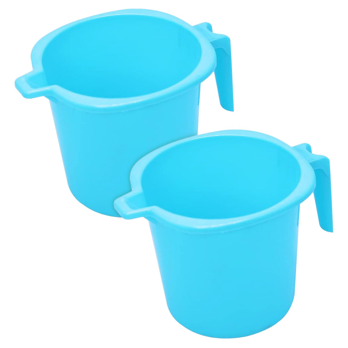 Kuber Industries Multiuses Square Large Lightweight, Unbreakable Strong Plastic Bathroom Mug, 2 Litre- Pack of 2 (Blue)-50KM0838