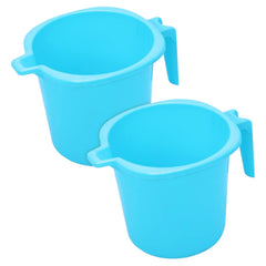 Kuber Industries Multiuses Square Large Lightweight, Unbreakable Strong Plastic Bathroom Mug, 2 Litre- Pack of 2 (Blue)-50KM0838