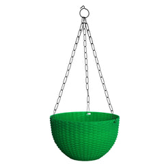 Kuber Industries Plastic Hanging Flower Pot for Balcony & Railing Set of 6 (Green) 53KM3820