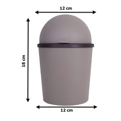 Kuber Industries Table Dustbin|Plastic Swinging Lid Waste Storage Garbage Bin|Desktop Trash Can For Study Table, Office|Pack of 3 (Coffee)