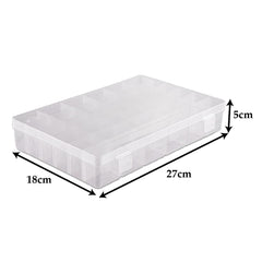 Kuber Industries Beads Storage Box|36 Slots Plastic Adjustable Dividers Storage Organizer for Glitters|Thread Reels|Medicine Pills (Transparent)