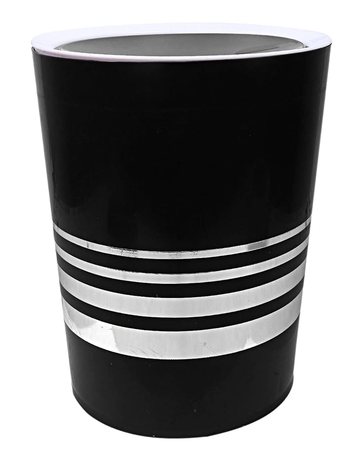Kuber Industries Plastic Dustbin/Wastebin With Swing Lid, 7 Liter (Black)-47KM0805