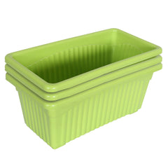 Kuber Industries Rectangular Jupiter Plastic Window Pot|Flower Planter for Home & Balcony,Garden 14 Inches Pack of 3 (Green)