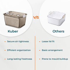 Urbane Home Small Refrigerator Storage Crisper with Lid & Detachable Hollow Basket (Brown)