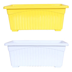 Kuber Industries Rectangular Jupiter Plastic Window Pot|Flower Planter for Home & Balcony,Garden 14 Inches Pack of 6 (Multicolor)