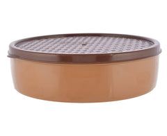 Kuber Industries Large Food Grade, Microwave Safe Plastic Masala Box, Spice Container with 6 Containers & 1 Spoon- Pack of 2 (Light Brown)-HS43KUBMART25902