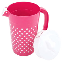 Kuber Industries Dot Printed Unbreakable Multipurpose Plastic Water Jug/Pitcher with Lid, 2.4 LTR. (Pink)-HS42KUBMART25205