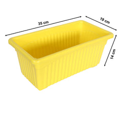 Kuber Industries Rectangular Jupiter Plastic Window Pot|Flower Planter for Home & Balcony,Garden 14 Inches Pack of 3 (Yellow)