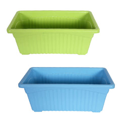 Heart Home Rectangular Jupiter Plastic Window Pot|Flower Planter for Home & Balcony,Garden 14 Inches Pack of 6 (Multicolor)